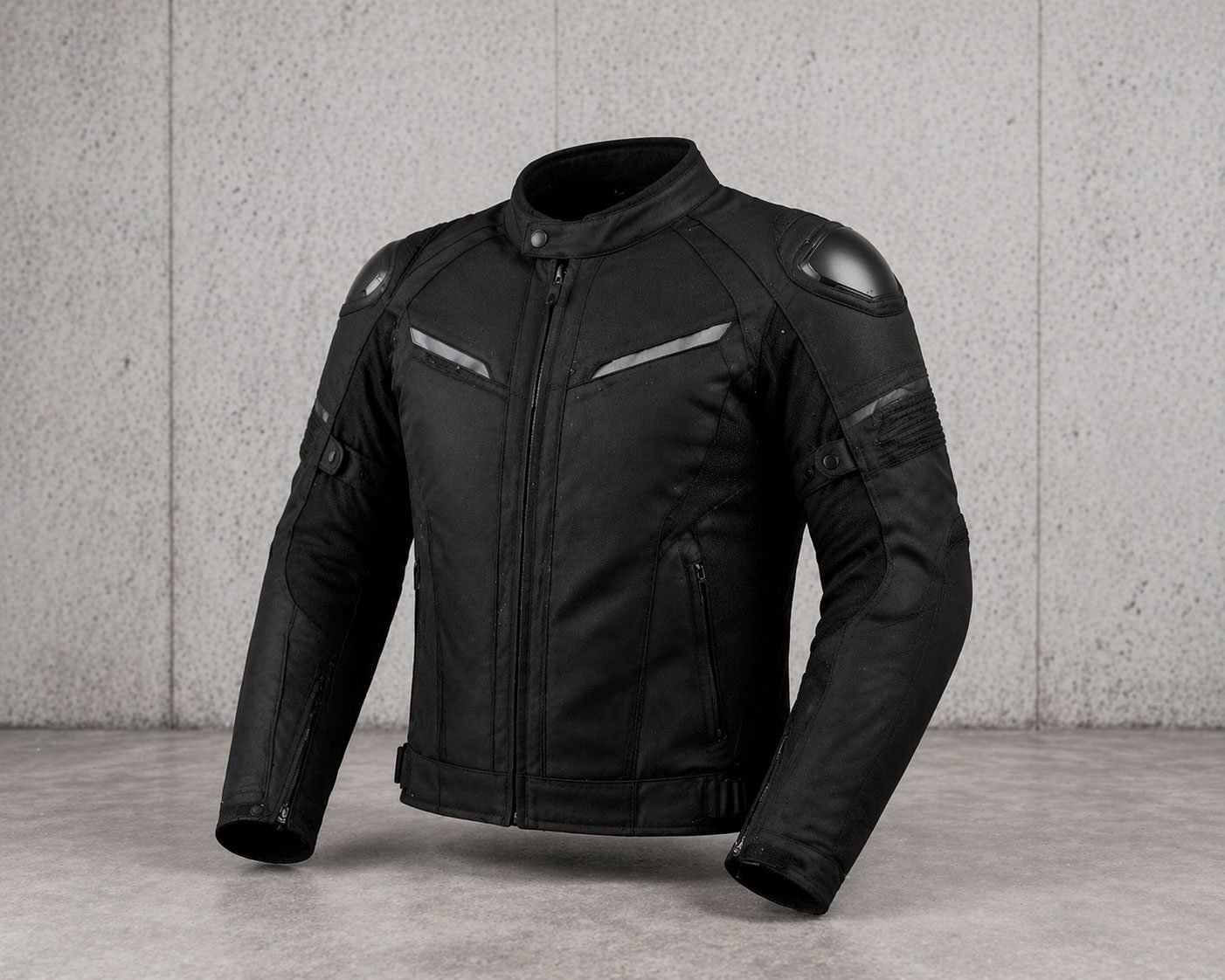 Chaqueta de moto negra con protecciones